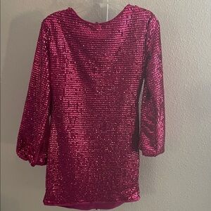 TCEC Hot Pink Sequin Long Sleeve Dress